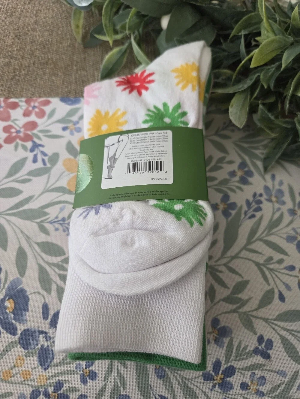 kate spade Pink Floral Accent Crew Socks, Set Of Three